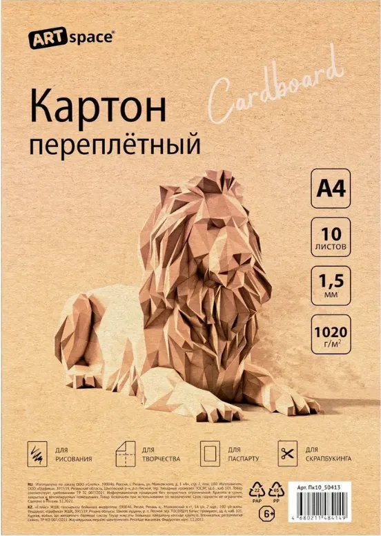 Набор переплетного картона ArtSpace Пк10_50413 (10л)