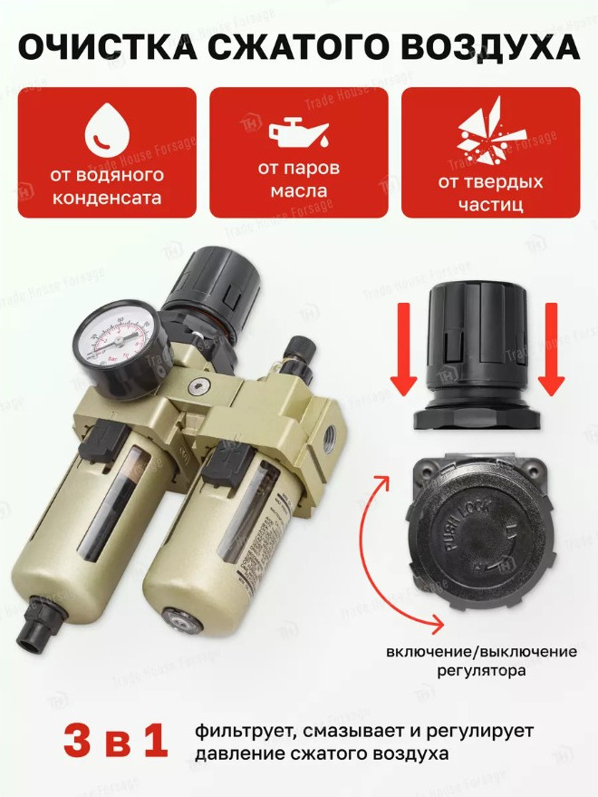 Блок подготовки воздуха RockForce RF-AC3010-02D (54482) — фото 6