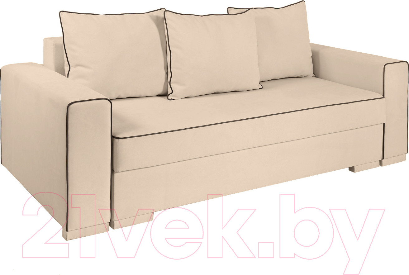 Диван KRONES Цезарь 4 (велюр бежевый/коричневый)