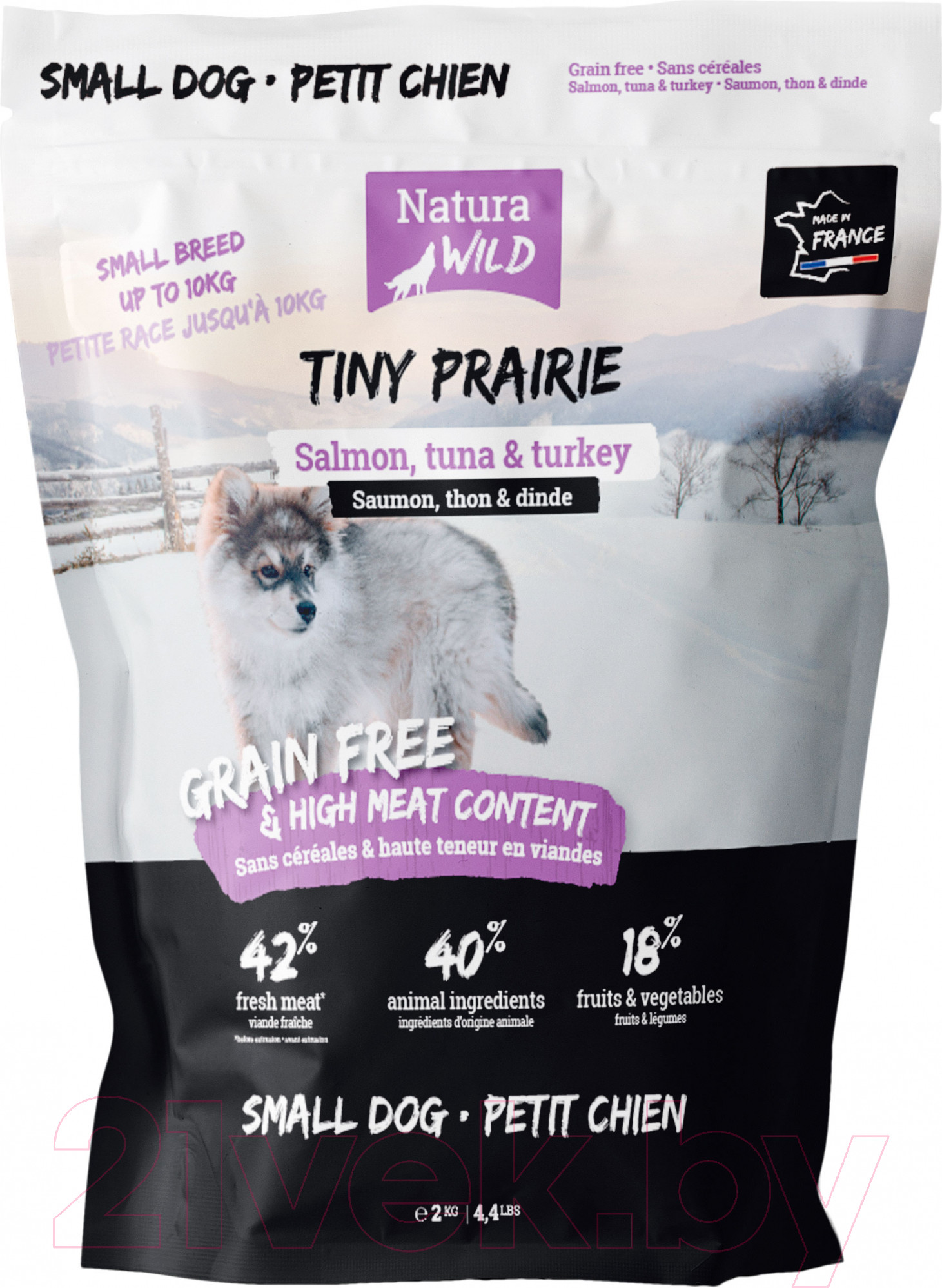 Сухой корм для собак Natura Wild Dog Tiny Prairie с лососем, тунцом и индейкой / 585420 (2кг)