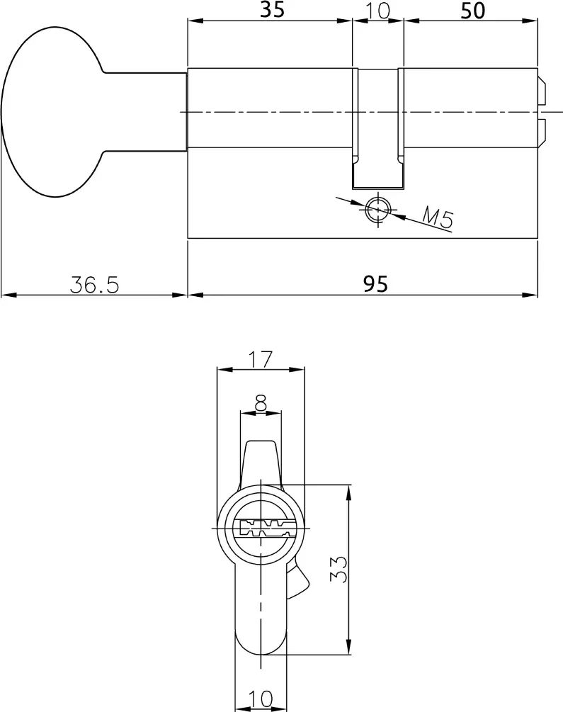 Цилиндровый механизм замка Kale Kilit 164 SM / 164SM000038 (никель) — фото 3