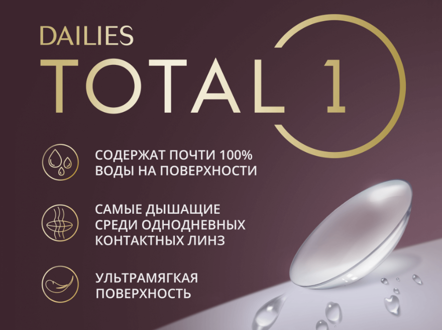 Комплект контактных линз Dailies Total 1 Sph-0.50 R8.5 D14.1 (30шт) — фото 3