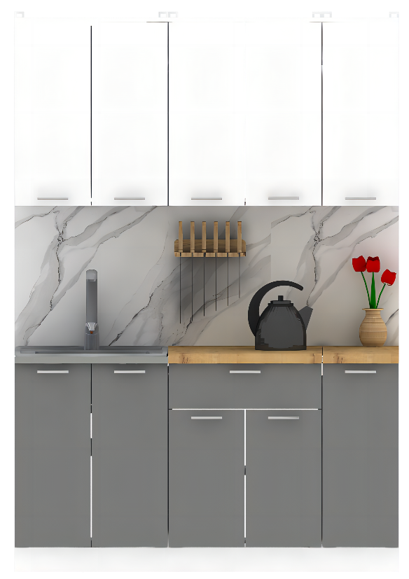 Кухонный гарнитур Eligard Lion 1.5 (белый/дымчатый алмаз/дуб бунратти) — фото 3