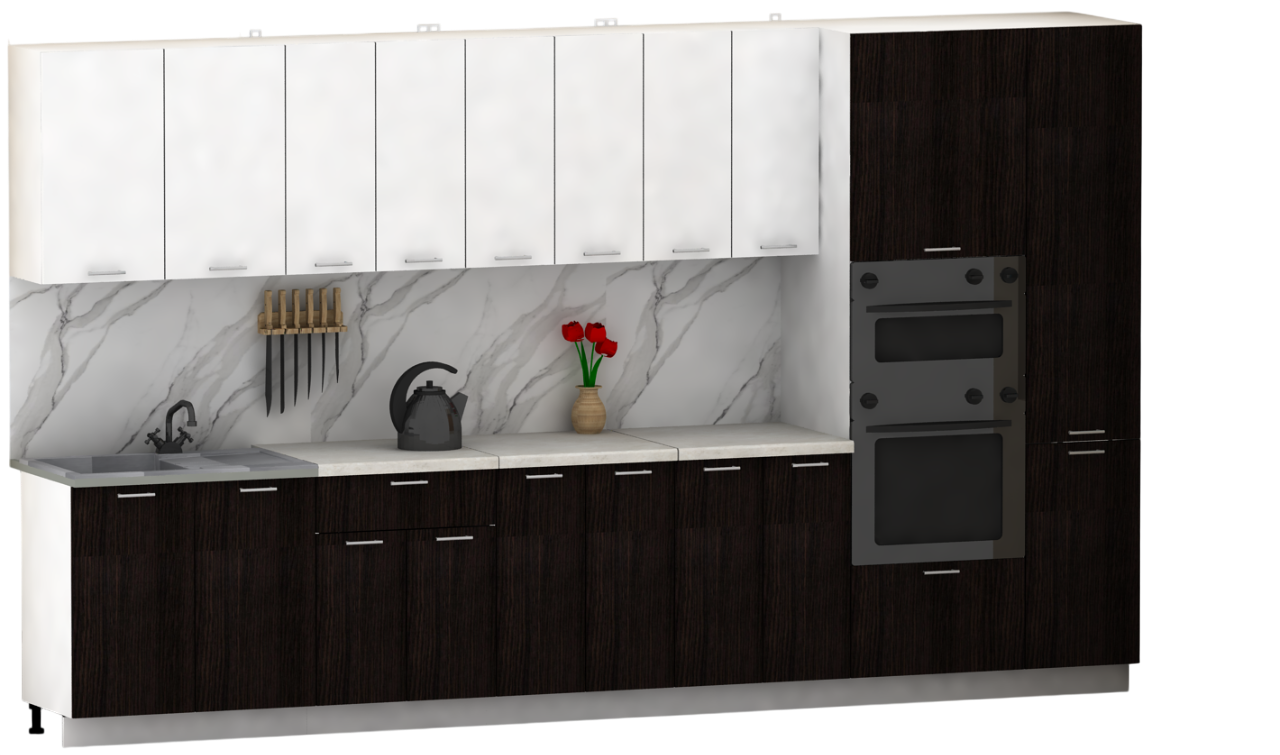 Кухонный гарнитур Eligard Lion 3.6 (белый/дуб марбург/королевский опал)