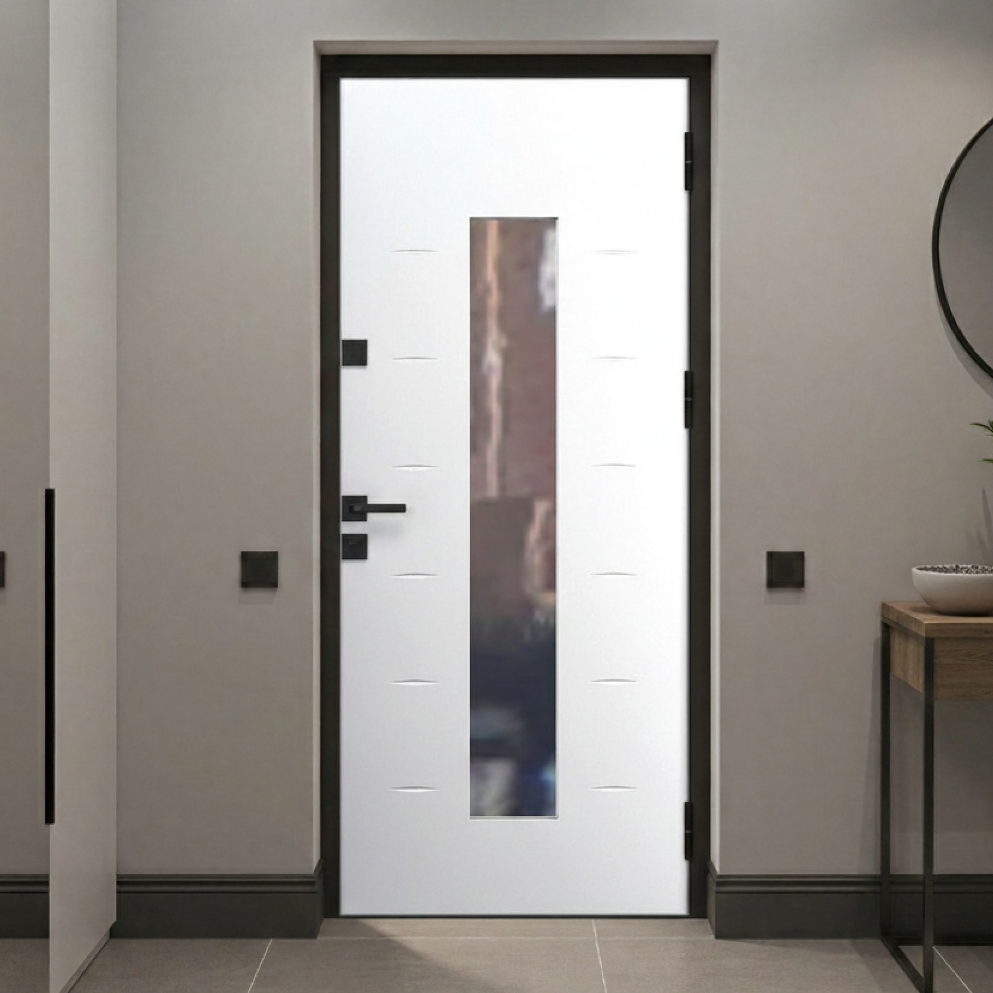 Входная дверь Guard Inox Black 96x205 левая (графит/экосатин белый) — фото 5