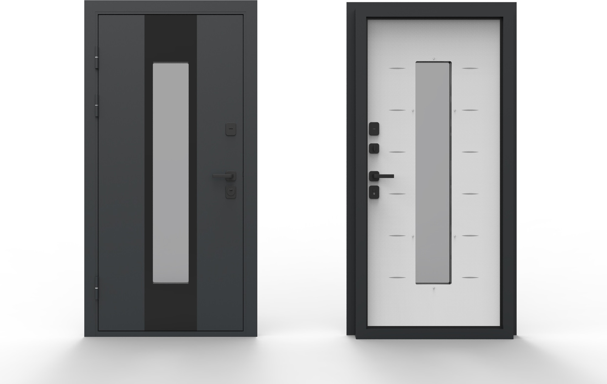 Входная дверь Guard Inox Black 96x205 левая (графит/экосатин белый) — фото 6