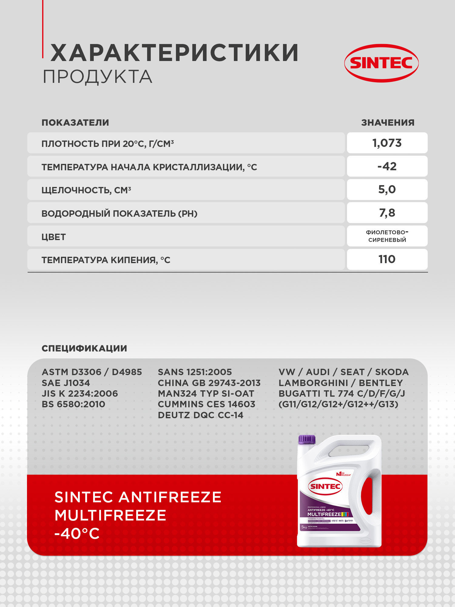 Антифриз Sintec Multi Freeze / 990562 (5кг, фиолетовый) — фото 4