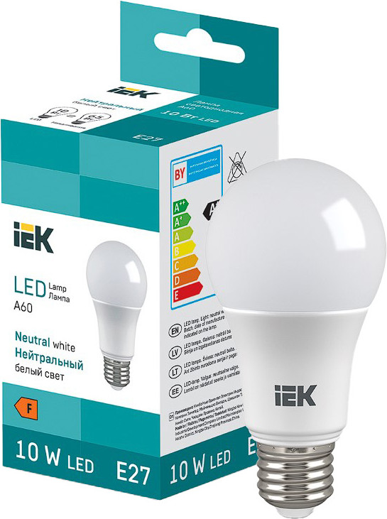 Лампа IEK A60 10 Вт 950lm 4000K E27 / LL-I-A60-10-230-40-E27
