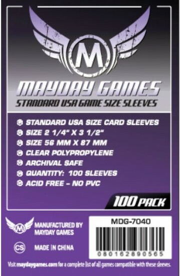 Набор протекторов для игровых карточек Mayday Games Standard / MDG-7040 (100шт)