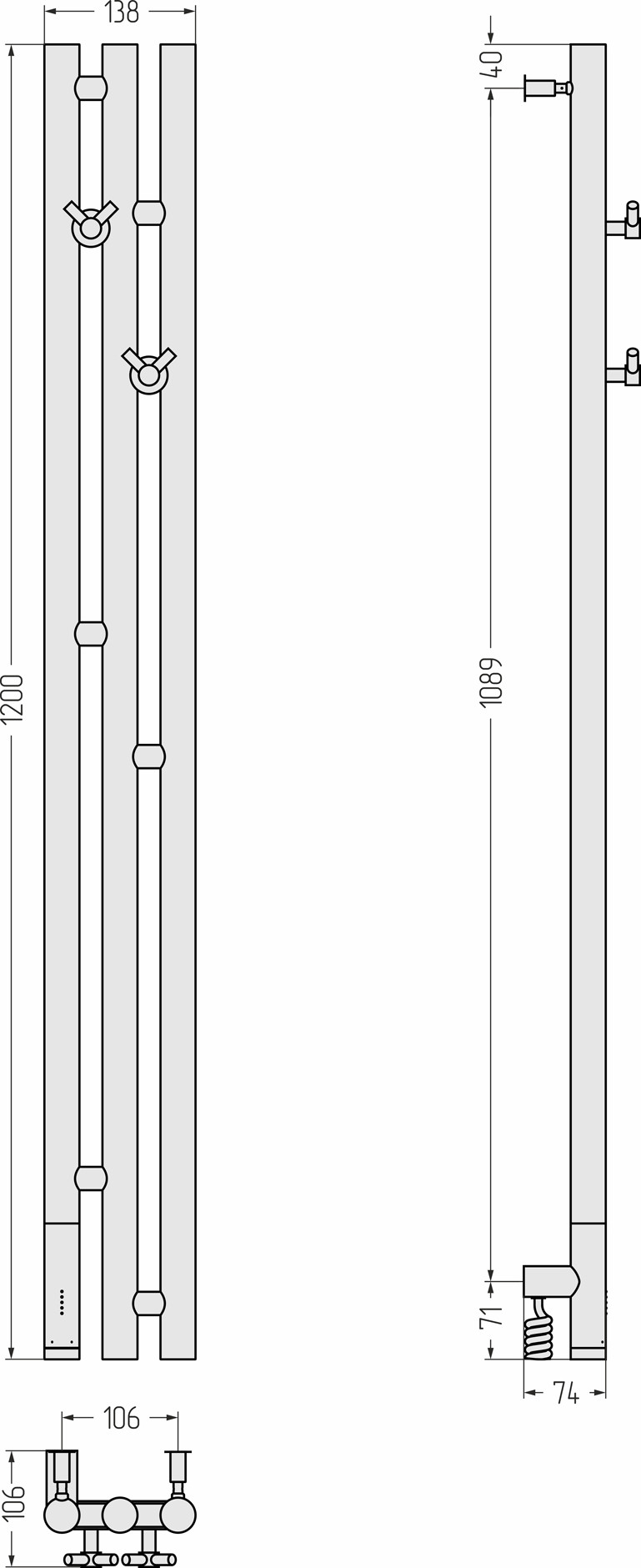 Полотенцесушитель электрический Сунержа Терция 3.0 120x10.6 / 051-5844-1211 — фото 4