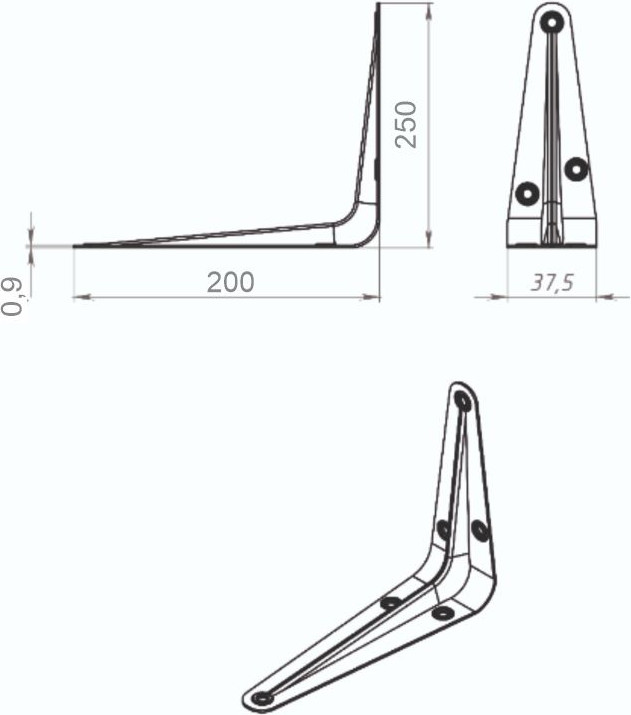 Полкодержатель Trodos Консоль 250x200 (коричневый) — фото 4