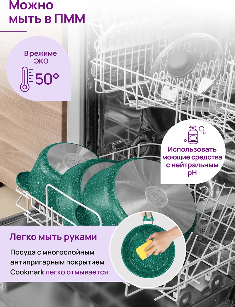 Кастрюля Elan Gallery Гармония вкуса / 120612 (изумруд) — фото 10
