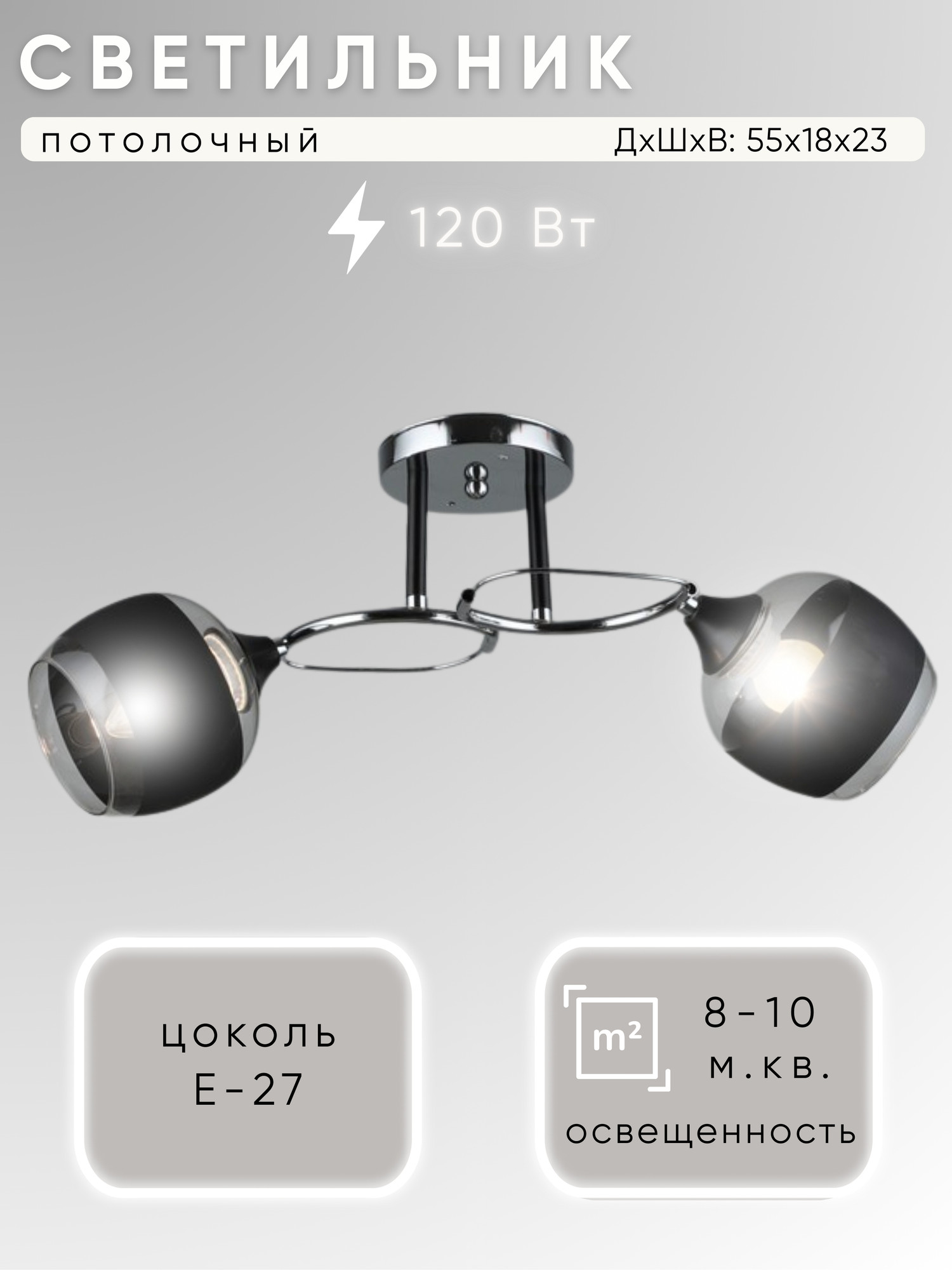 Потолочный светильник Aitin-Pro НПБ 02-2x60-101 / A3791/2 (хром/черный)