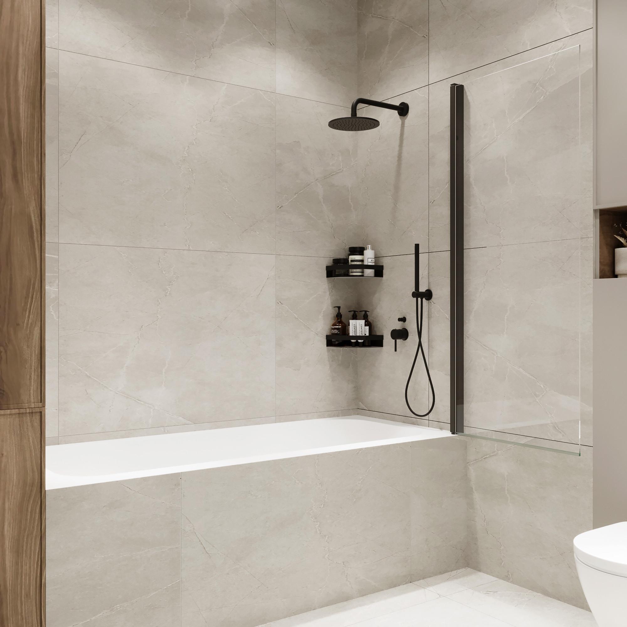 Стеклянная шторка для ванны Benetto BEN802 BLC — фото 6