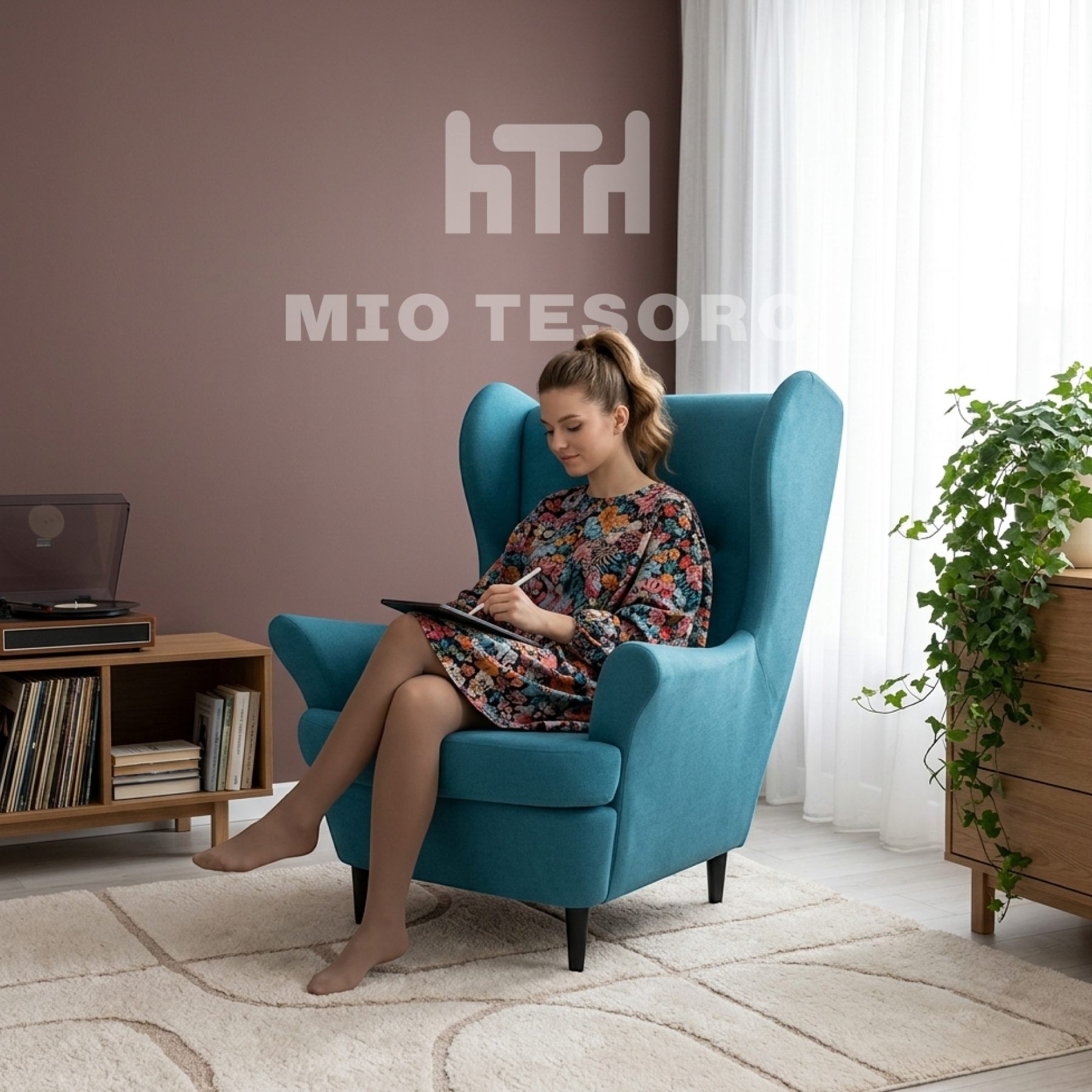 Кресло мягкое Mio Tesoro Тойво (Twist 12 Petrol Turquoise) — фото 4