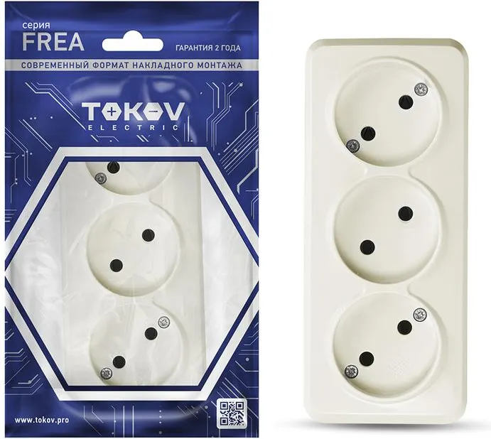 Розетка Tokov Electric Frea TKE-FR-R3-C02 (бежевый)