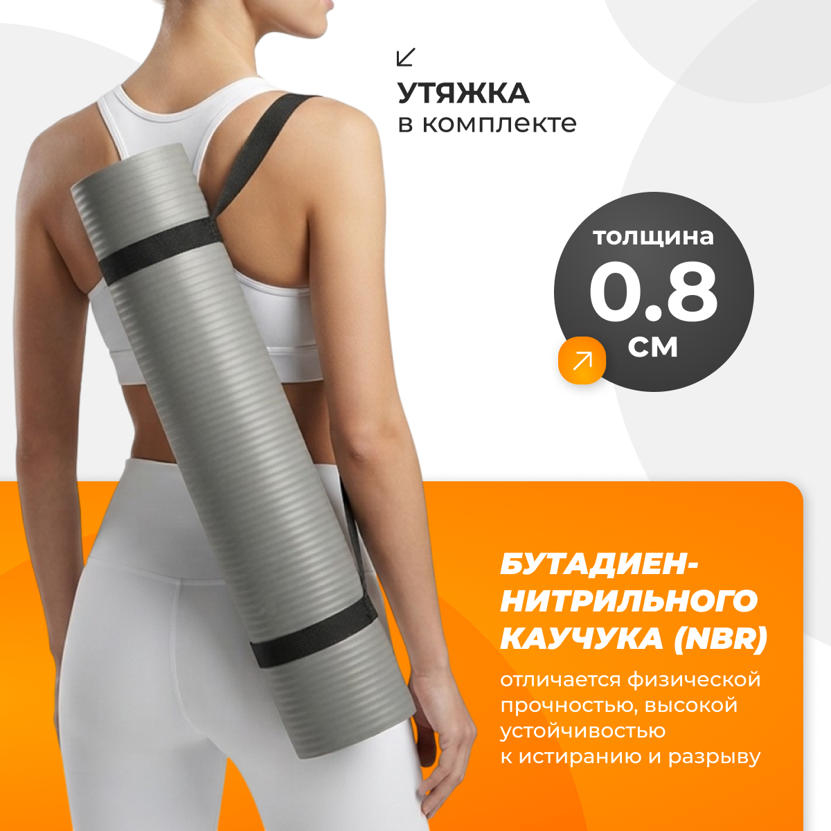 Коврик для йоги и фитнеса Sundays Fitness IR97505 (серый) — фото 3