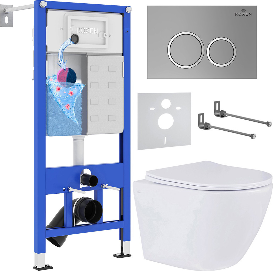 Инсталляция с унитазом подвесным Roxen StounFix Dual Fresh 524734