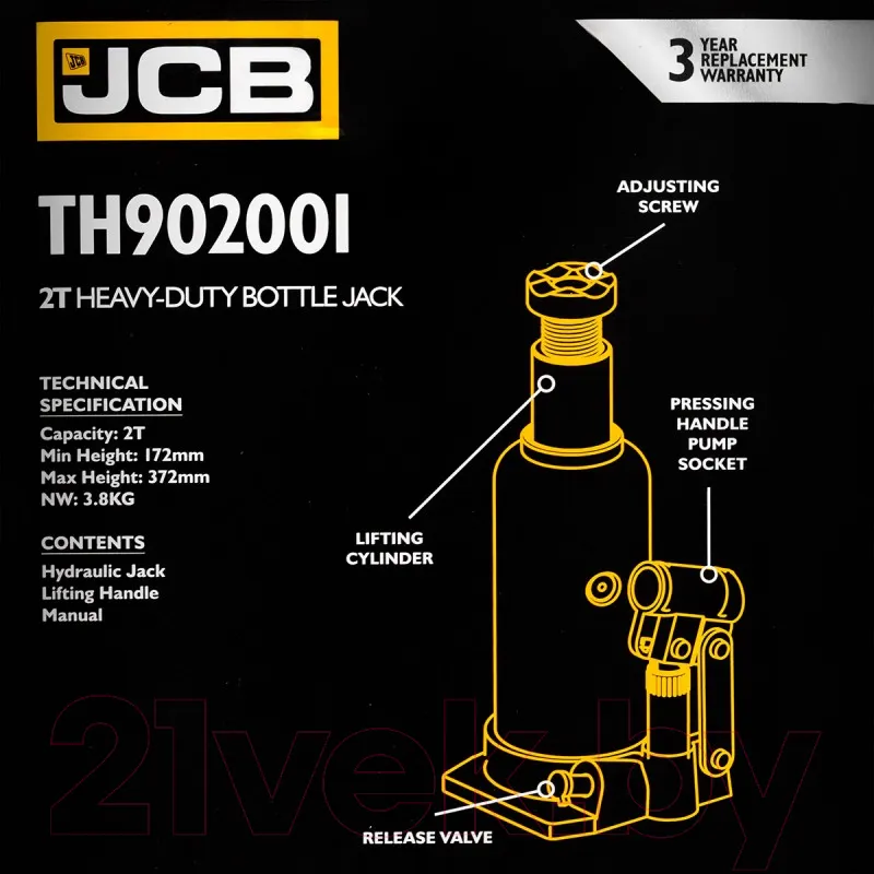Бутылочный домкрат JCB TH902001 (2т) — фото 9