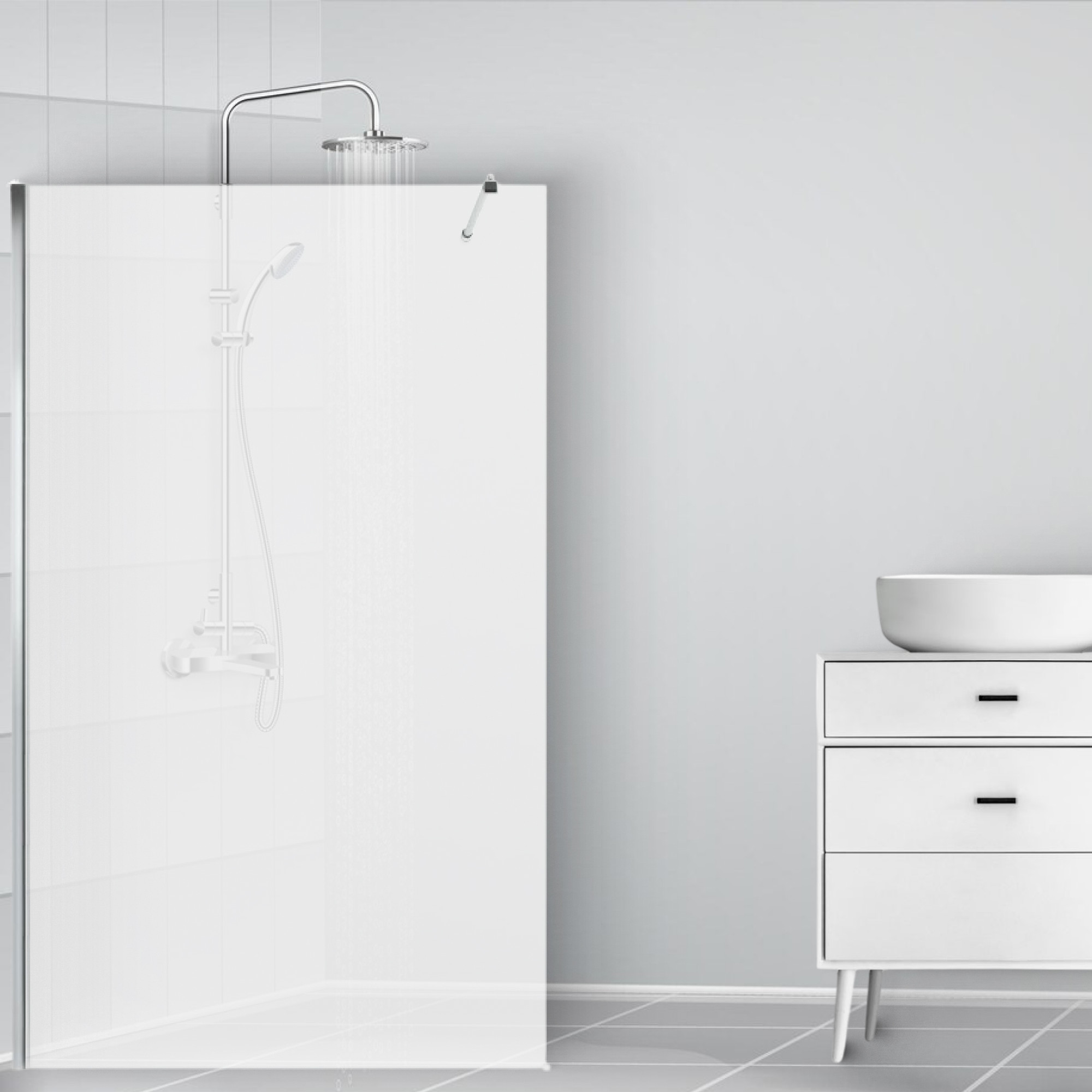 Душевая стенка Saniteco Walk-In SN-W6TC110 (110x200, прозрачное стекло, хромированный профиль) — фото 6