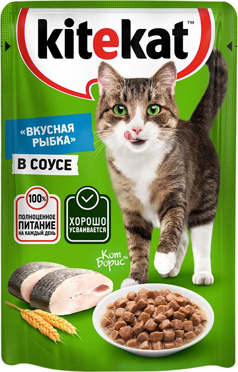 Влажный корм для кошек Kitekat С рыбой в соусе (85г)