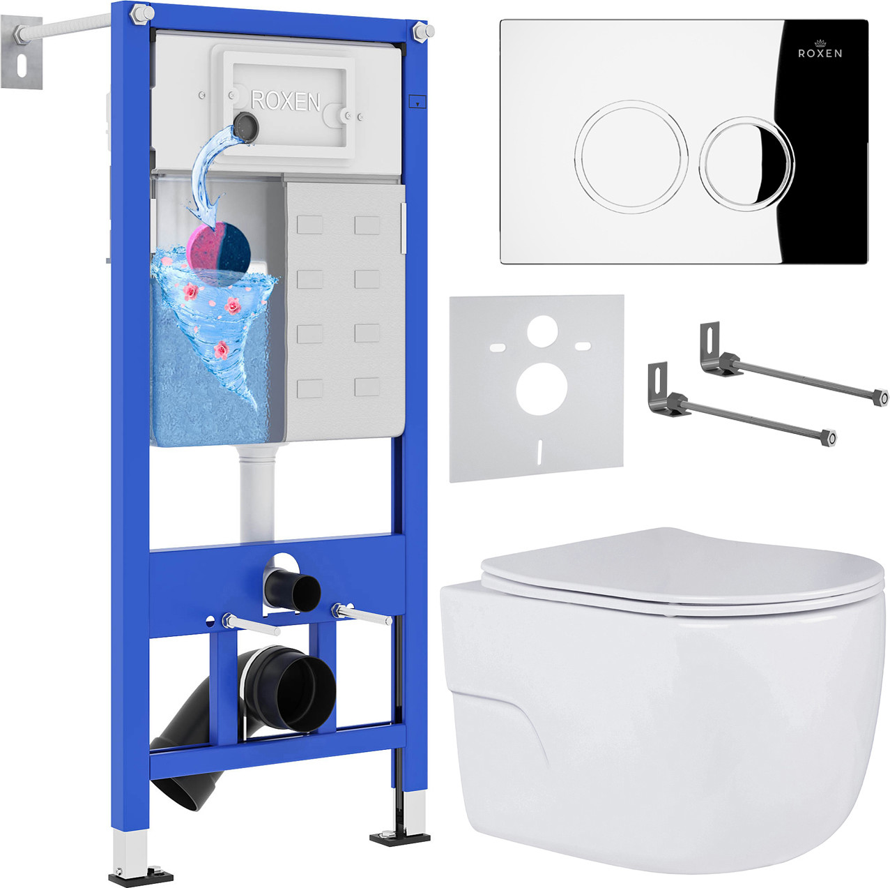 Инсталляция с унитазом подвесным Roxen StounFix Dual Fresh 516917