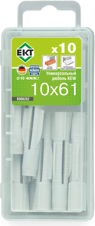 Дюбель универсальный ЕКТ KEW UDD 10x61 / B006262 (10шт, нейлон)