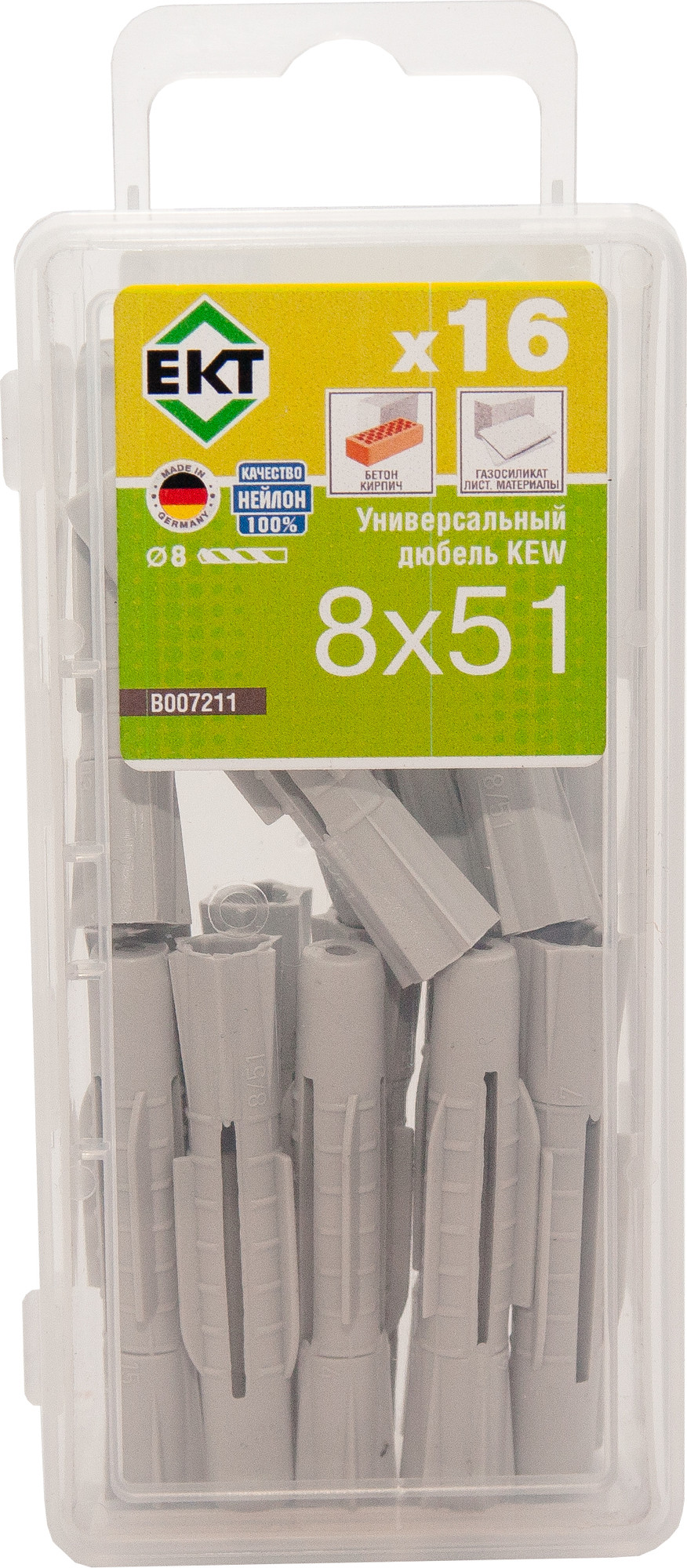 Дюбель универсальный ЕКТ KEW UDD 8x51 / B007211 (16шт, нейлон) — фото 2
