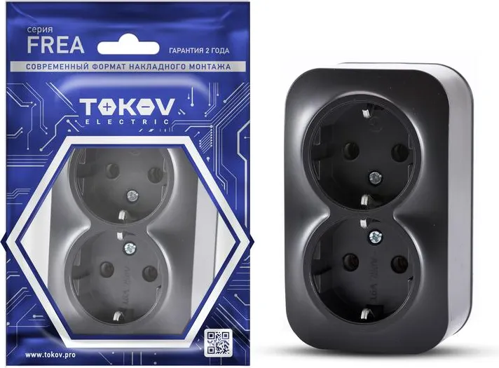 Розетка Tokov Electric Frea TKE-FR-R2Z-C14 (карбон)