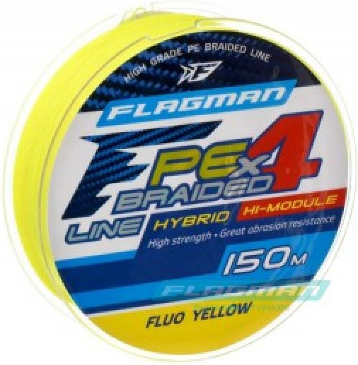 Леска плетеная Flagman Fishing PE Hybrid F4 150m FluoYellow 0.10мм / 25150-010 — фото 2