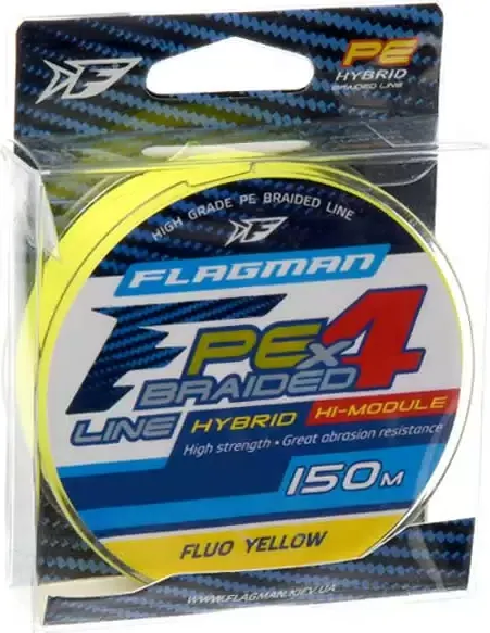 Леска плетеная Flagman Fishing PE Hybrid F4 150m FluoYellow 0.10мм / 25150-010 — фото 3