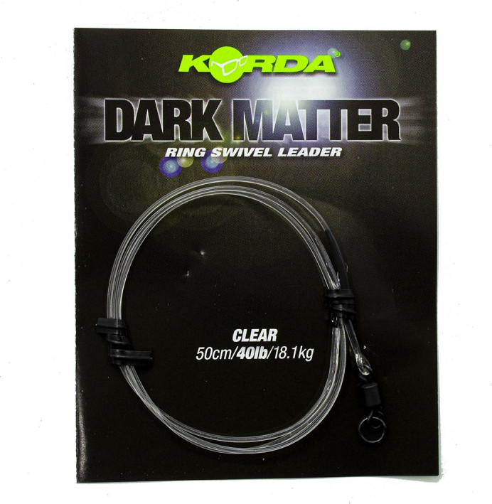 Поводок рыболовный Korda Dark Matter Leader №8 Ring Swivel 50см Clear 40lb / KSZ70