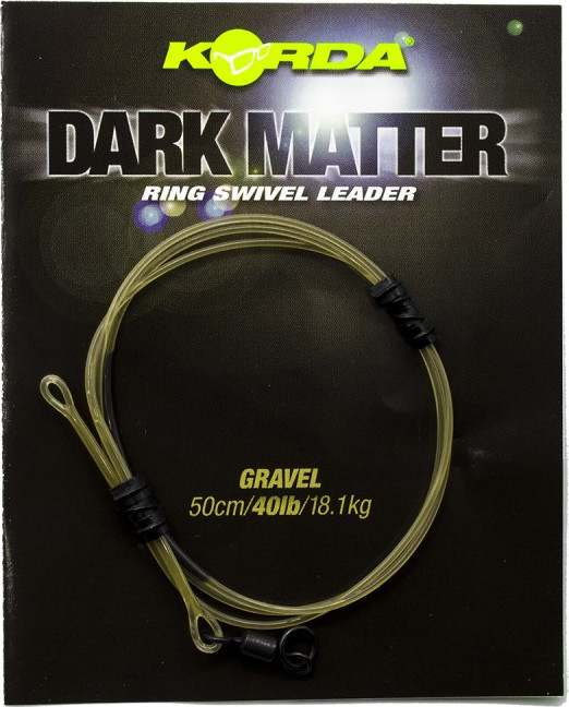 Поводок рыболовный Korda Dark Matter Leader №8 Ring Swivel 50см Gravel 40lb / KSZ69 — фото 2