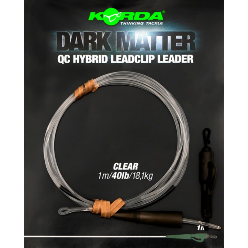 Поводок рыболовный Korda Dark Matter Leader QC Hybrid Clip 1м Clear 40lb / KSZ91
