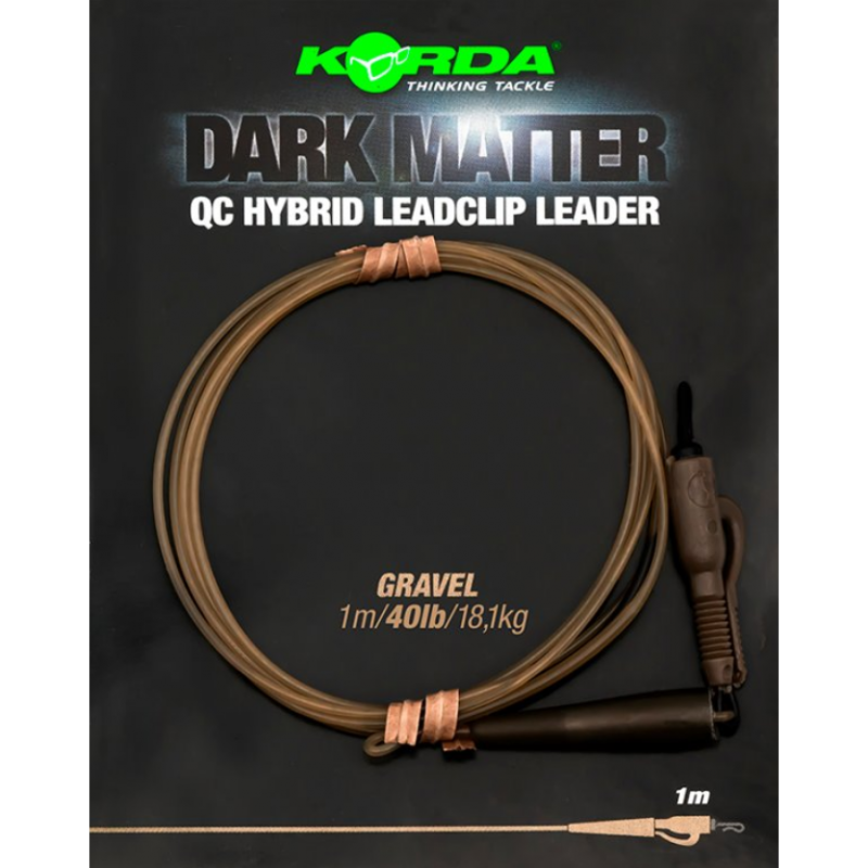 Поводок рыболовный Korda Dark Matter Leader QC Hybrid Clip 1м Gravel 40lb / KSZ90