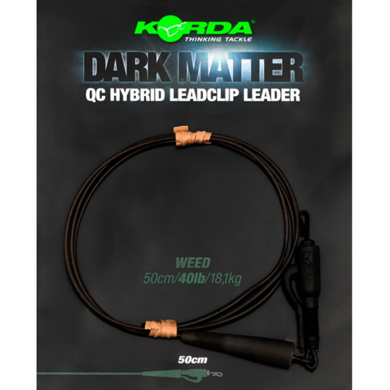 Поводок рыболовный Korda Dark Matter Leader QC Hybrid Clip 1м Weed Green 40lb / KSZ89