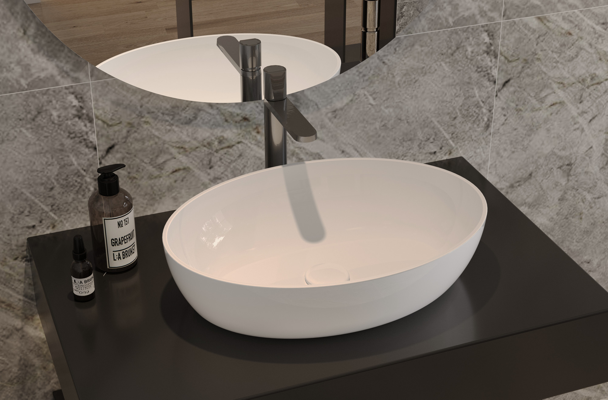 Умывальник Belux Турин 540 элипс (18, белый матовый/Solid Surface) — фото 3