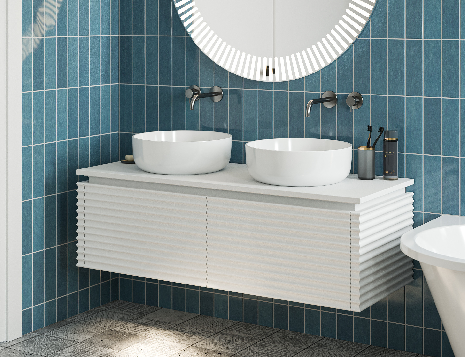 Умывальник Belux Турин 410 круг (18, белый матовый/Solid Surface) — фото 3