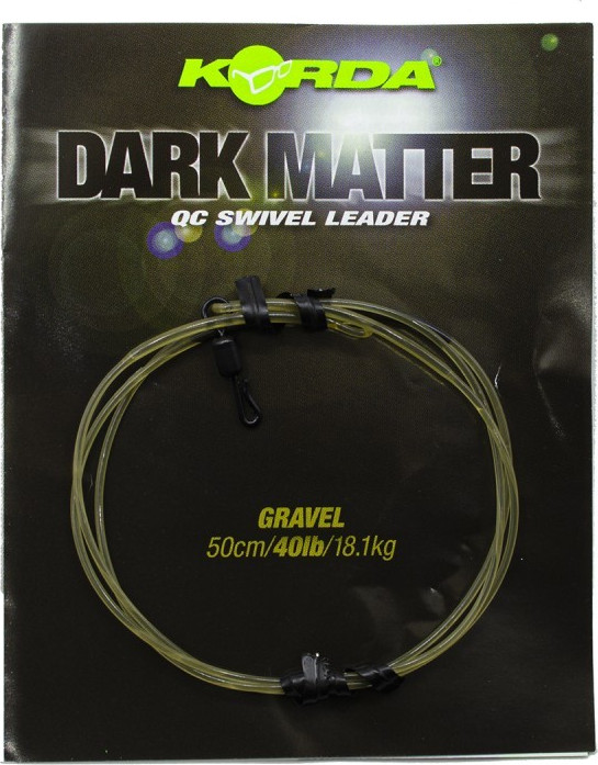 Поводок рыболовный Korda Dark Matter Leader QC Swivel 50см Gravel 40lb / KSZ72 — фото 2