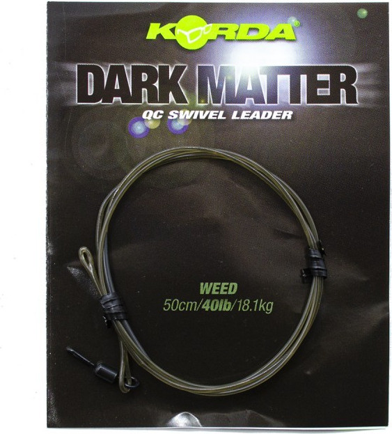 Поводок рыболовный Korda Dark Matter Leader QC Swivel 50см Weed 40lb / KSZ71 — фото 2