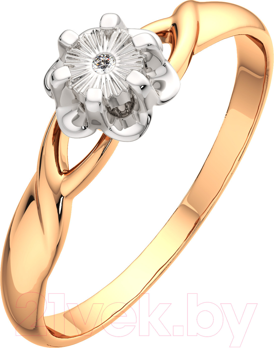Кольцо из комбинированного золота ZORKA 2D00119.14K.B (р.16.5, с бриллиантом)