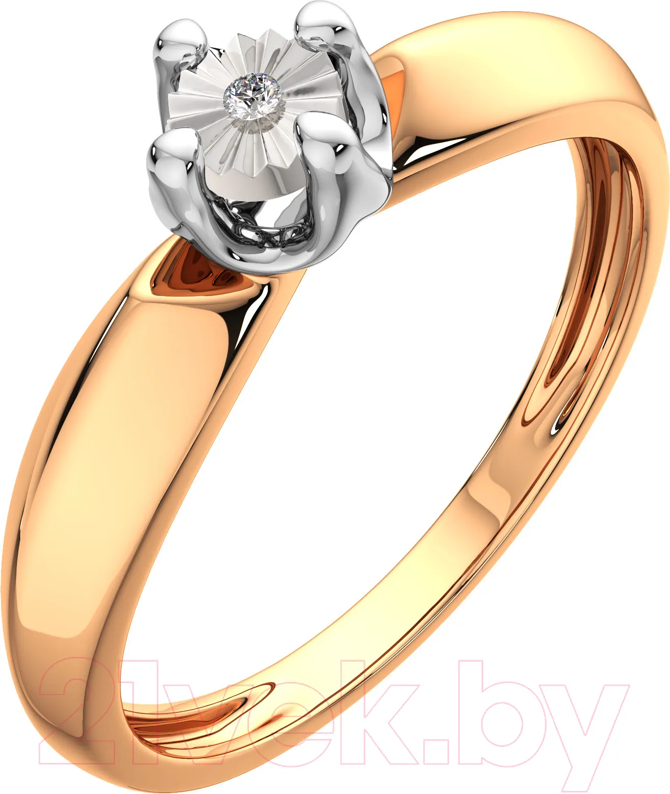 Кольцо помолвочное из комбинированного золота ZORKA 2D00217.14K.B (р.18.5 с бриллиантом) — фото 2