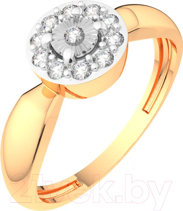 Кольцо из комбинированного золота ZORKA 2D00164.14K.B (р.19.5, с бриллиантом) — фото 2