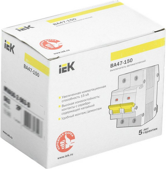 Выключатель автоматический IEK ВА47-150 2Р 125А 15кА D / MVA50-2-125-D — фото 2