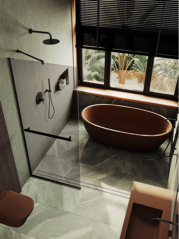 Душевая стенка MaybahGlass 89x195 / MGD-733-6у (бронзовое стекло/черный) — фото 3