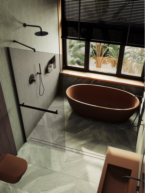 Душевая стенка MaybahGlass 89x195 / MGD-733-6ш (бронзовое стекло/черный) — фото 3