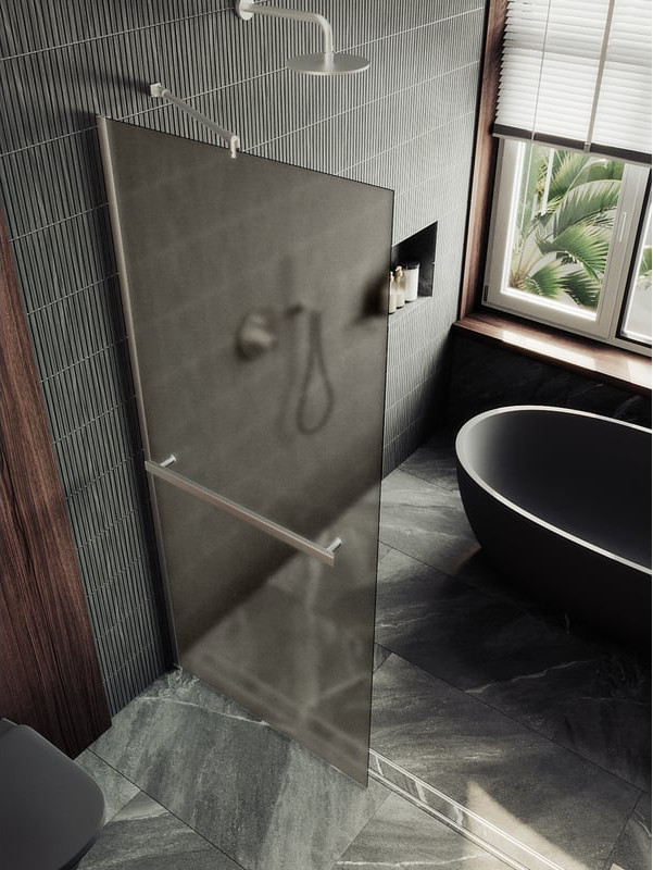 Душевая стенка MaybahGlass 89x195 / MGD-734-5ш (бронзовое матовое стекло/хром матовый)