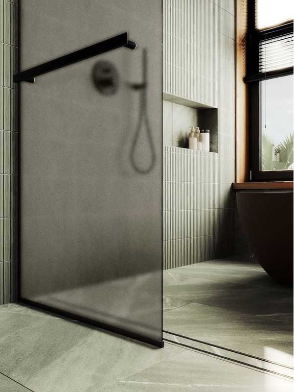 Душевая стенка MaybahGlass 89x195 / MGD-734-6у (бронзовое матовое стекло/черный) — фото 4