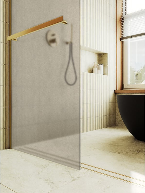 Душевая стенка MaybahGlass 89x195 / MGD-734-3ш (бронзовое матовое стекло/золотой) — фото 3