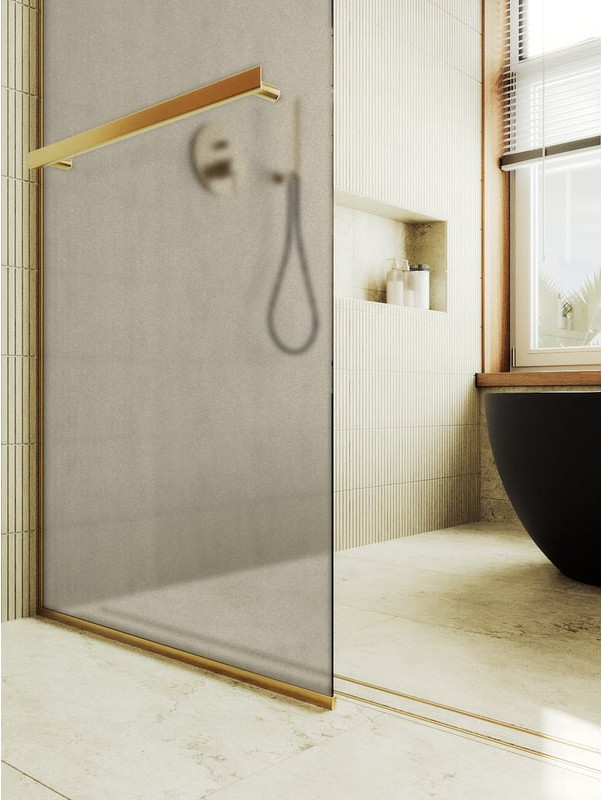 Душевая стенка MaybahGlass 89x195 / MGD-734-3у (бронзовое матовое стекло/золотой) — фото 4